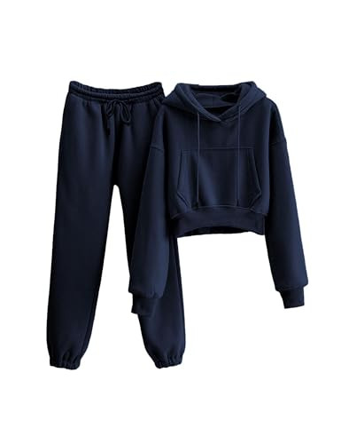 LTSCNRM Sweatsuits Women 2 Piece Cropped Hoodie Sweatpants Set | Amazon (US)