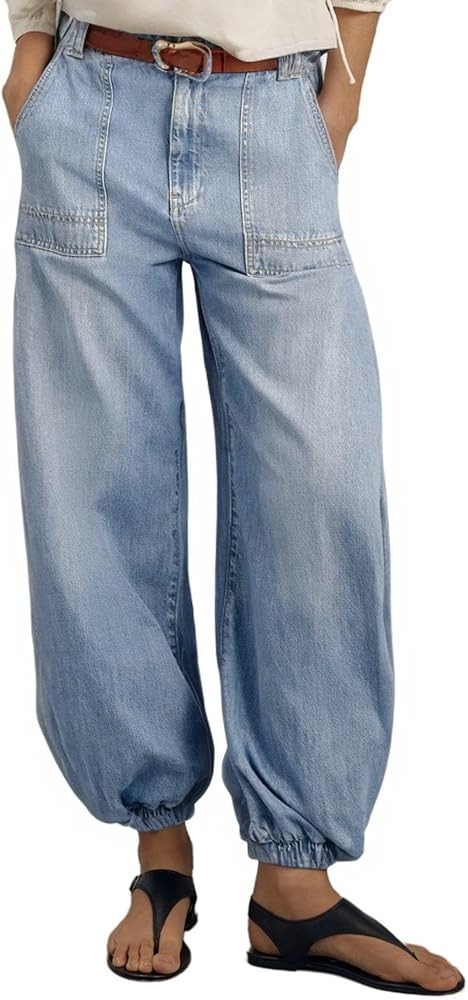 SCOFEEL Barrel Jeans for Women Wide Leg High Waist Denim Pants Boyfriend Cropped Jogger Jeans wit... | Amazon (US)