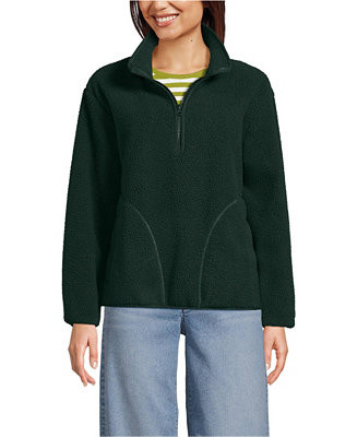 Lands' End Women's Half Zip Cozy High Pile Fleece Pullover - Macy's | Macy's