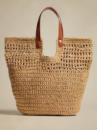 Paper Straw Shopper Tote | Banana Republic Factory