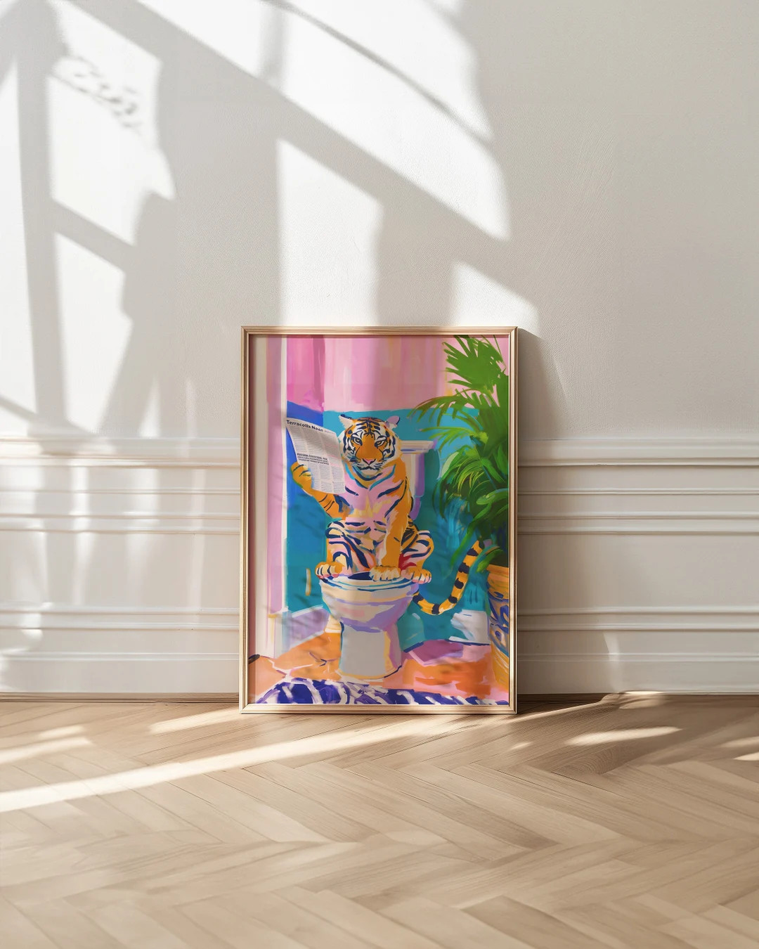 Tiger Poster, Maximalist Bathroom Wall Art, Trendy Toilet Decor, Dopamine Decor, Pink Kitsch Aest... | Etsy (US)