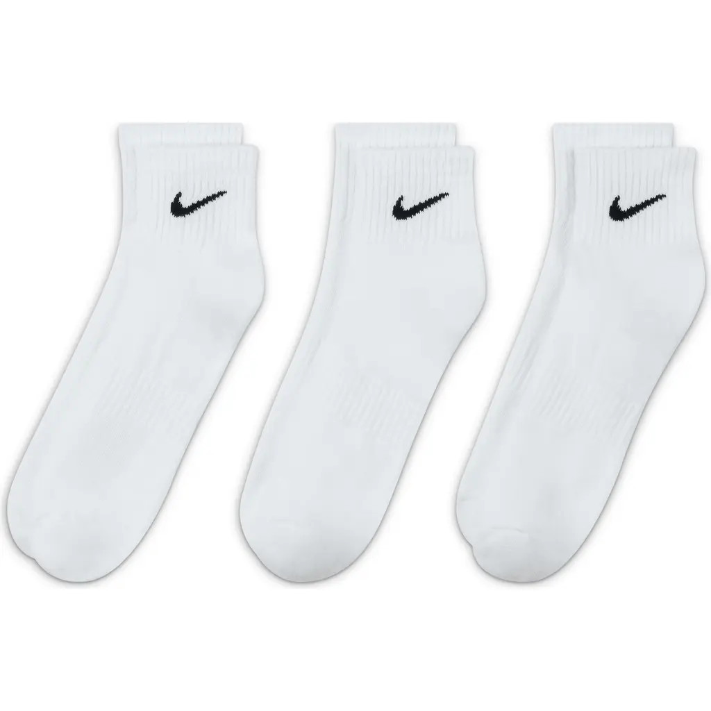Nike Kids' Assorted 3-Pack Dri-FIT Everyday Cushioned Ankle Socks in White/Black at Nordstrom Rack, Size Small | Nordstrom Rack