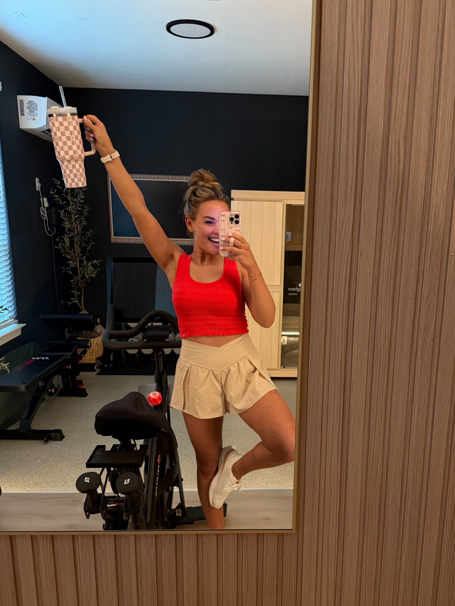 1 week down on my 30 day glow up challenge 👏👏 ( details + free printable on my ig in the hi lights!! ) consistency feels so good + already feeling some small changes! 🥰 the details on this smocked workout tank are so unique + cute!! 

#LTKFindsUnder50 #LTKActive #LTKStyleTip