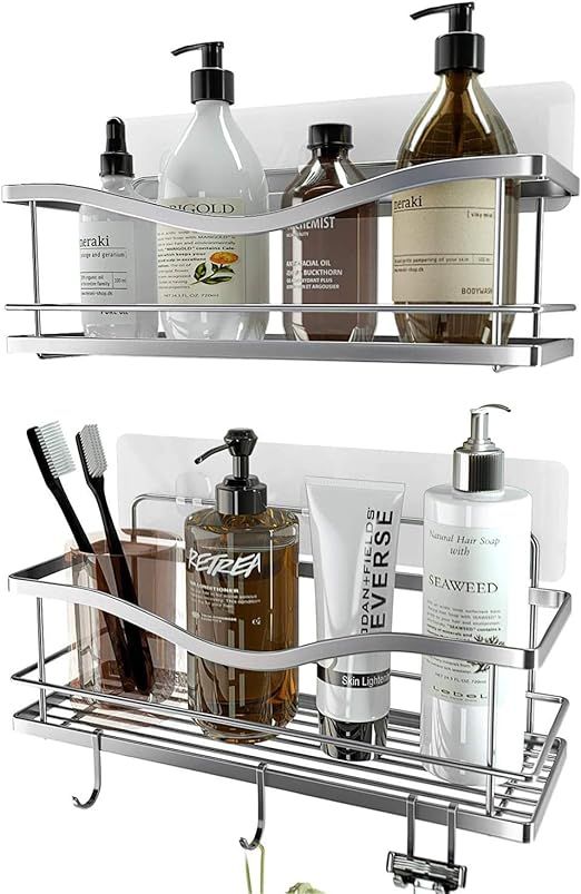 KINCMAX Shower Caddy Bathroom Shelf, No Drilling Traceless Adhesive Bathroom Storage Organizer, S... | Amazon (US)