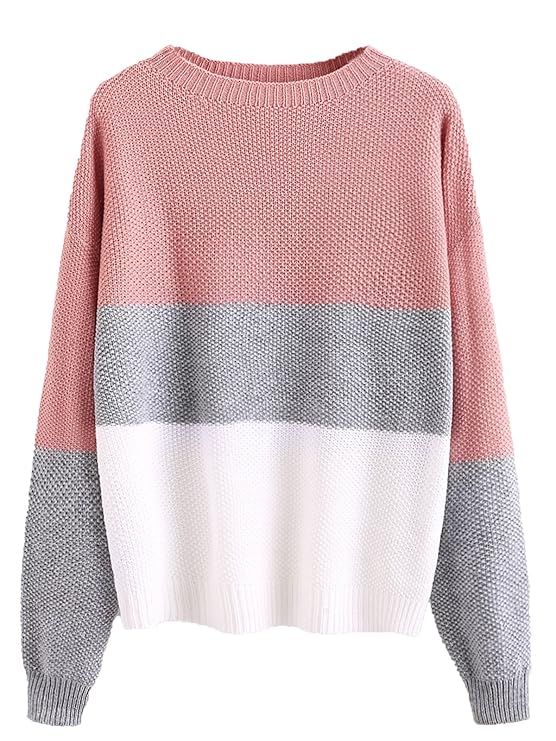 Milumia Women's Drop Shoulder Color Block Textured Jumper Casual Sweater | Amazon (US)