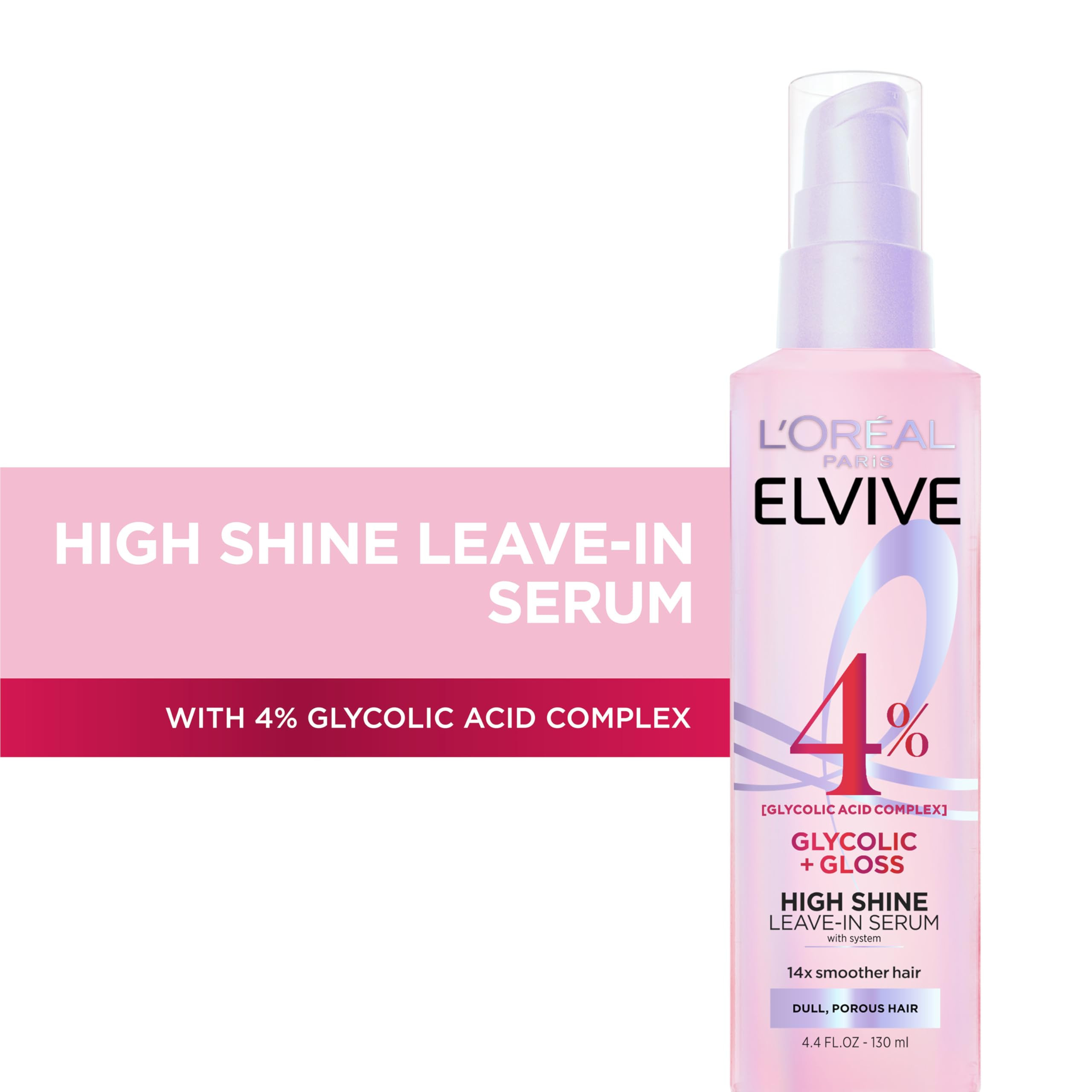 L'Oreal Paris Elvive Glycolic + Gloss High Shine Leave-In Hair Serum, Smooths Dull, Porous Hair I... | Amazon (US)