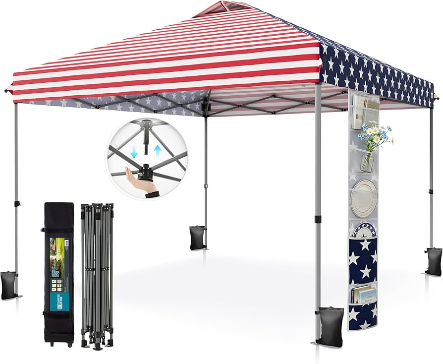 PHI VILLA 10x10 Pop Up Canopy Tent - One Push Setup, Instant Shade Tent with Vented Roof for Beac... | Amazon (US)