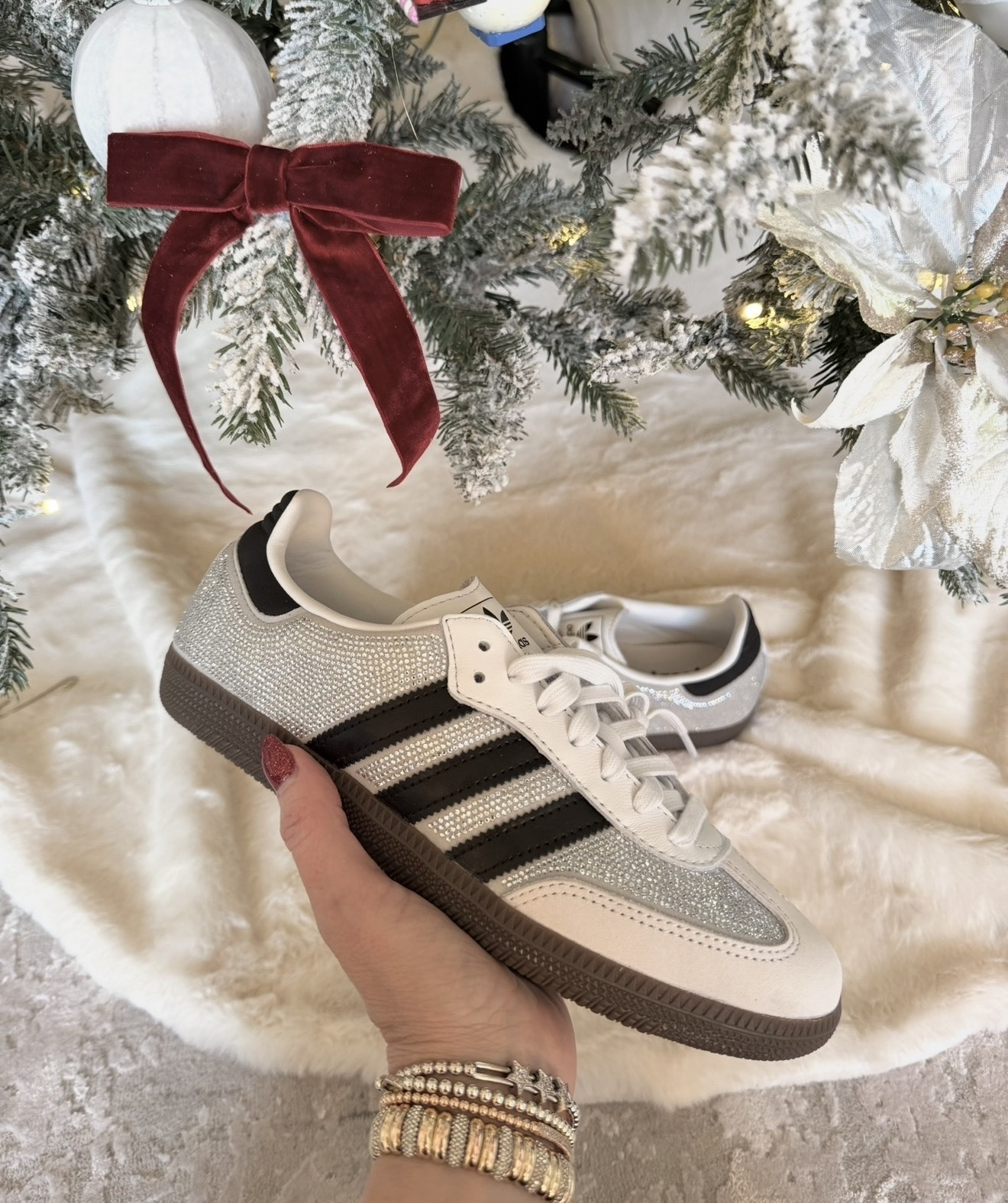 Adorable bedazzled adidas sneakers 🩶

#LTKdayinmylife #LTKootd #LTKOver40