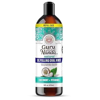 GuruNanda CocoMint Oil Pulling Mouthwash for Complete Oral Hygiene, 7 Essential Oils & Vitamins f... | Amazon (US)