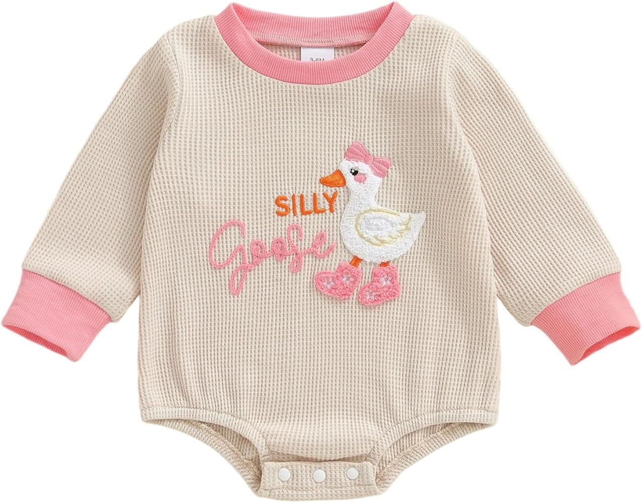 Newborn Baby Girl Outfit Letters Embroidery Onesie Sweatshirt Bubble Romper Cute Long Sleeve Body... | Amazon (US)