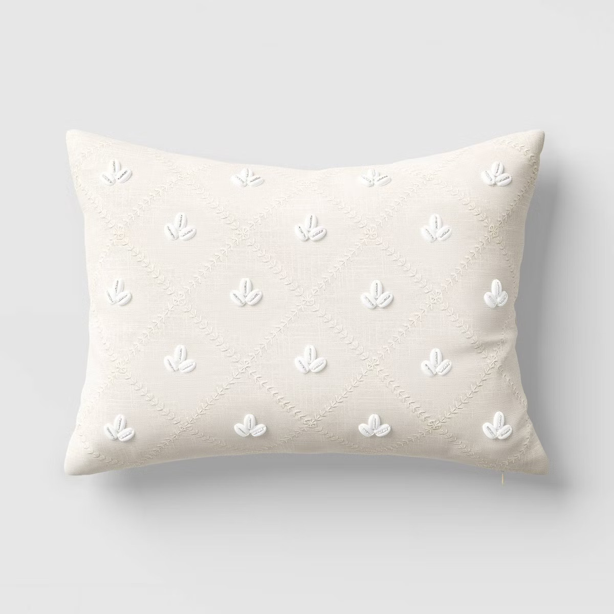 Lumbar Embellished Shell Throw Pillow Cream - Threshold™ designed with Studio McGee | Target