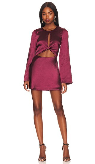 Olivia Mini Dress in Wine | Revolve Clothing (Global)