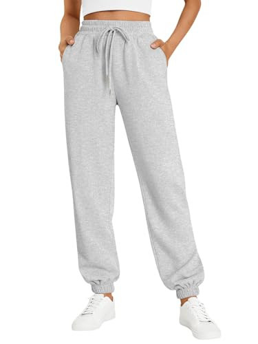 Trendy Queen Women's Sweatpants Athletic Joggers Baggy Pants Lounge Bottom 2025 Fall Fashion with Pockets Grey M | Amazon (US)
