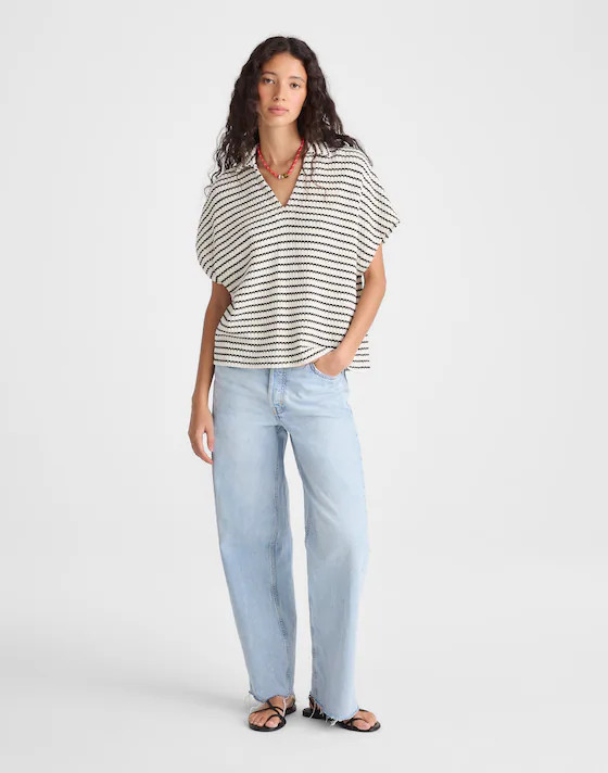 Textured-Knit Johnny-Collar Shirt | Madewell