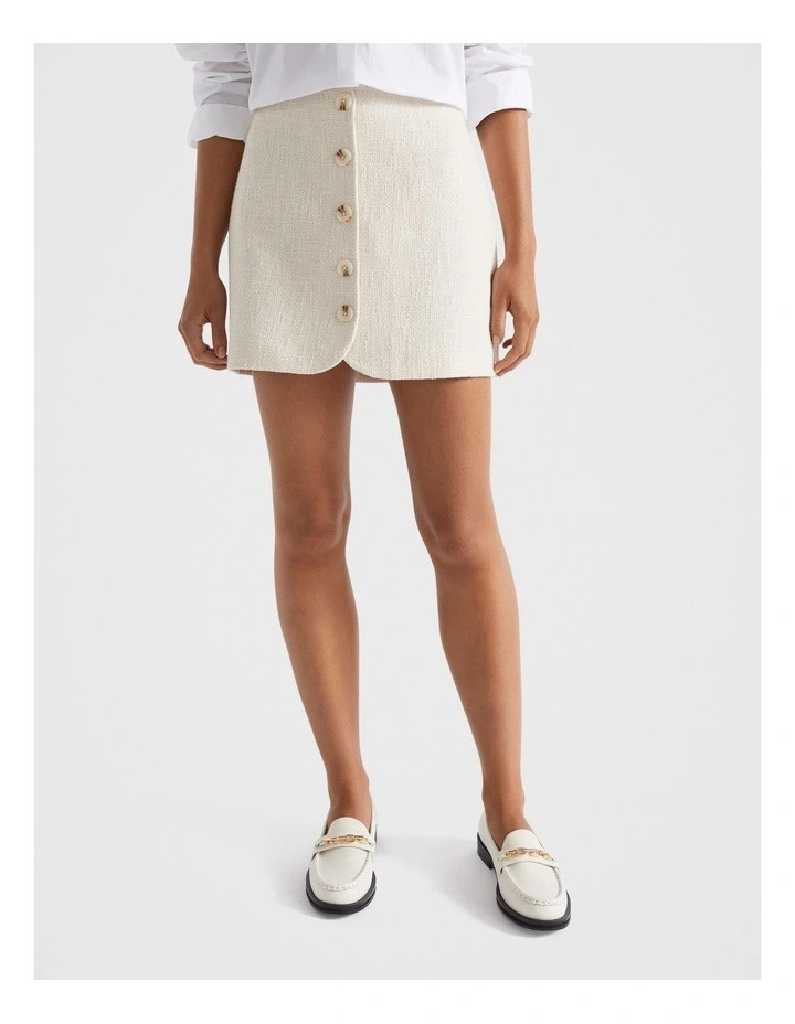Cotton Tweed Mini Skirt in Cream | Myer