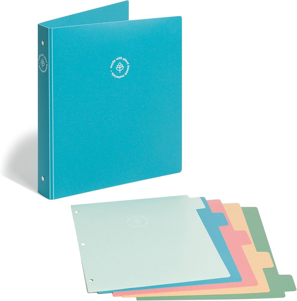 U Brands U-Eco Poly 1" Binder + 5 Tab Divider Set, 8.5'' x 11'', Ocean, Two-Pockets, Letter Size ... | Amazon (US)