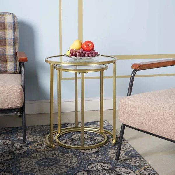 Kaelin Glass Frame Nesting Tables wayfair living room decor home essentials end table side table | Wayfair North America