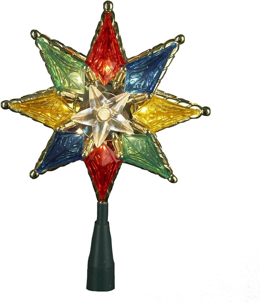 Kurt Adler 10-Light 8-Point Star Christmas Treetop, 8-Inch, Multi-Colored | Amazon (US)