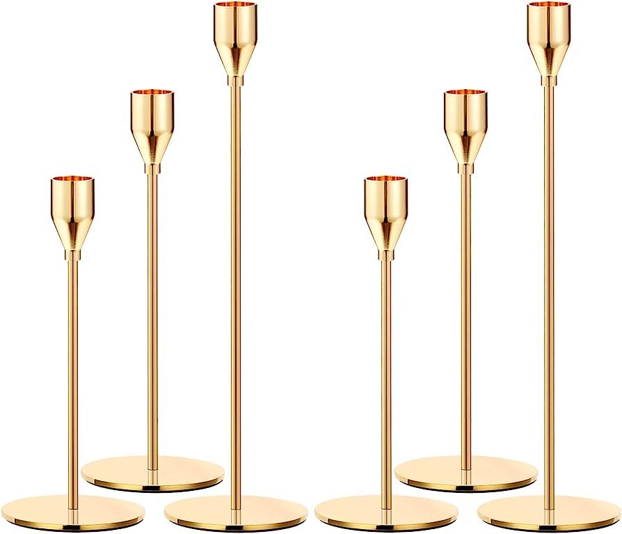 Metal Gold Taper Candle Holder for Wedding, Dinning, Party, Fits 3/4 inch Thick Candle&Led Candle... | Amazon (US)