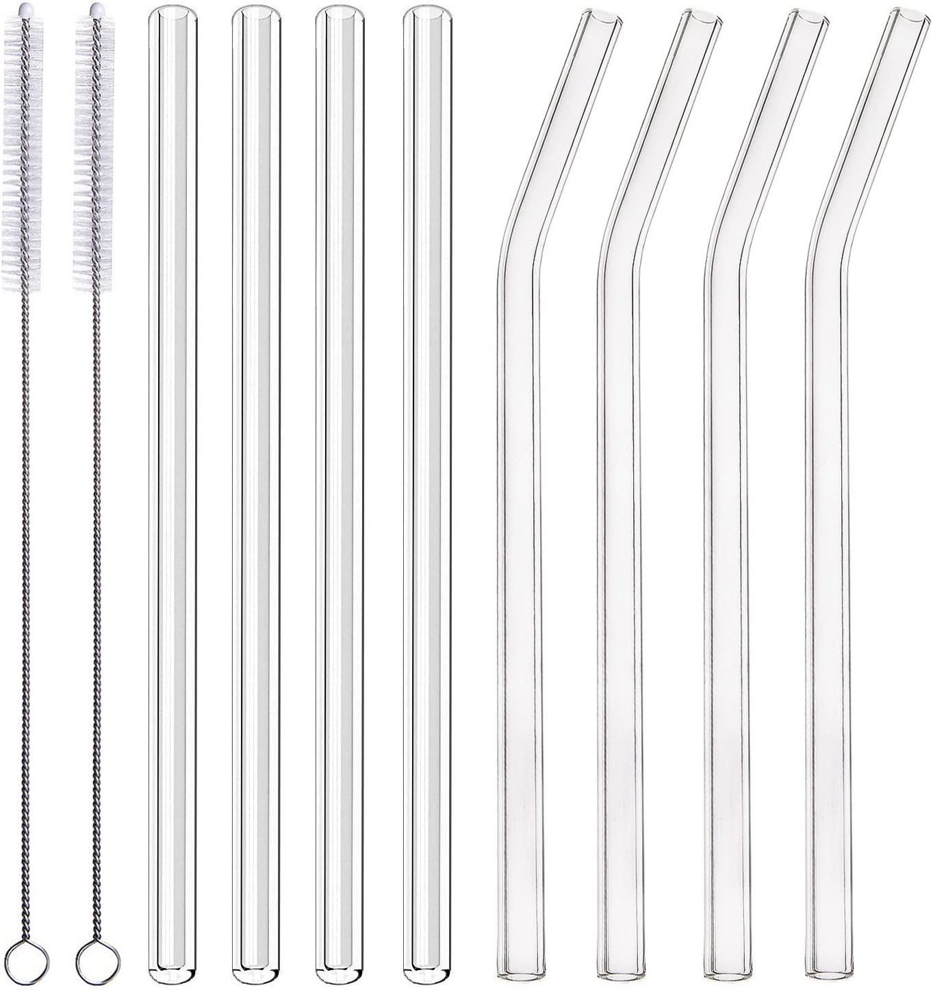 ALINK Glass Smoothie Straws, 10" x 10 mm Long Reusable Clear Drinking Straws for Smoothie, Milksh... | Amazon (US)