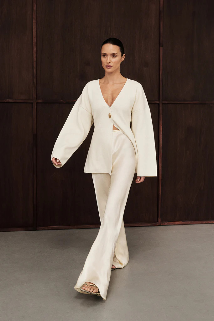 MONICA CREAM SATIN PANT | DISSH