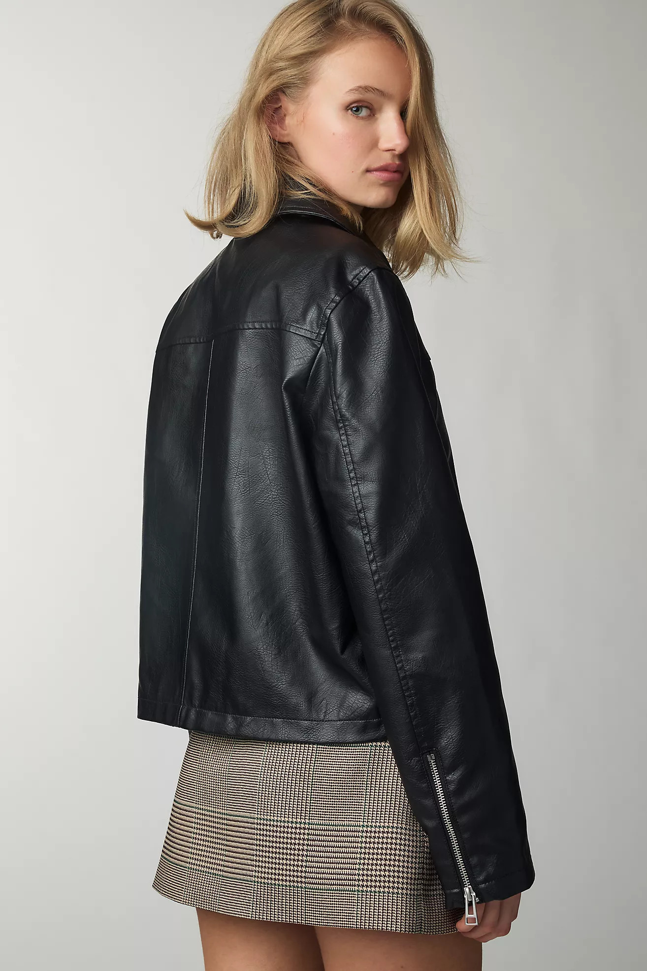 Pilcro Faux Leather Crop Moto Jacket | Anthropologie (US)