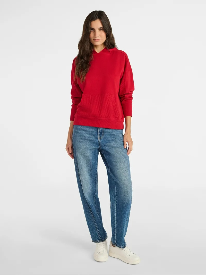 Time and Tru Mixed Media Hoodie, Size XS-XXXL | Walmart (US)