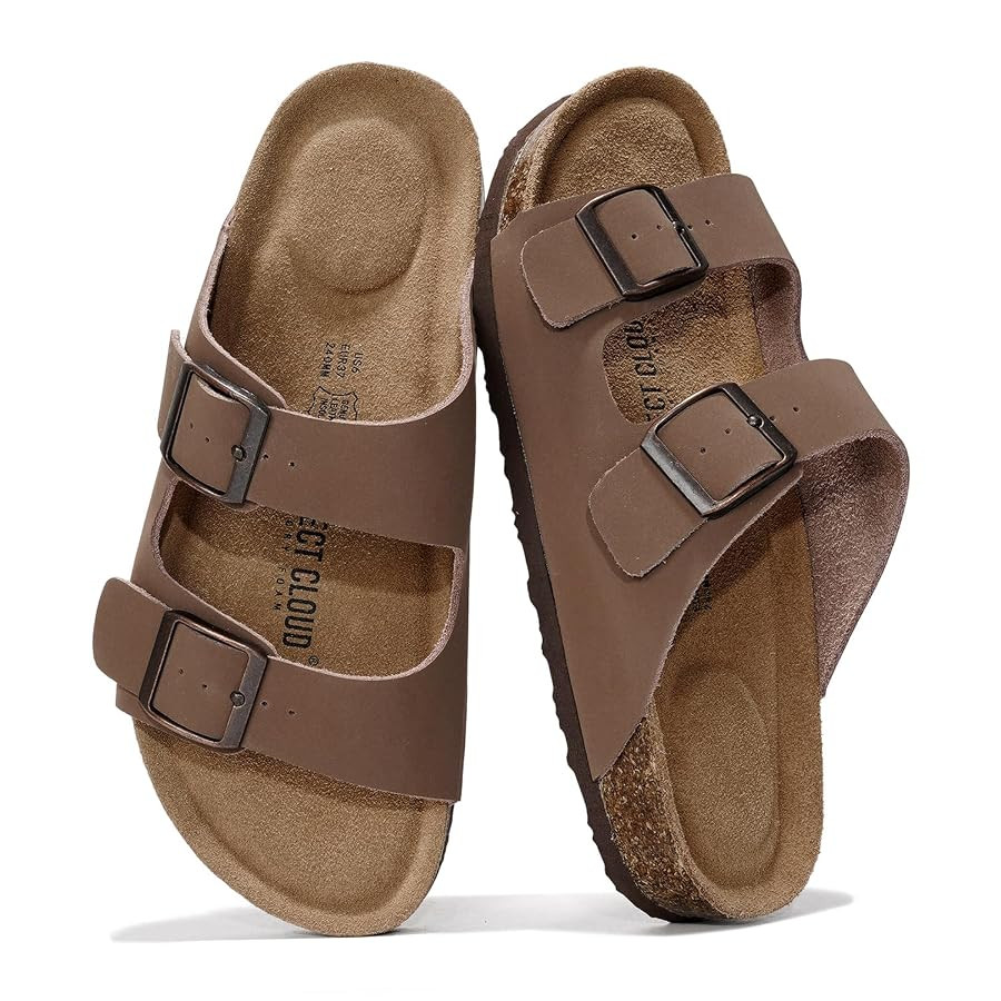 Project Cloud Genuine Leather Flat Sandals Women 2025 Beach Essentials Womens Sandals Memory Foam... | Amazon (US)