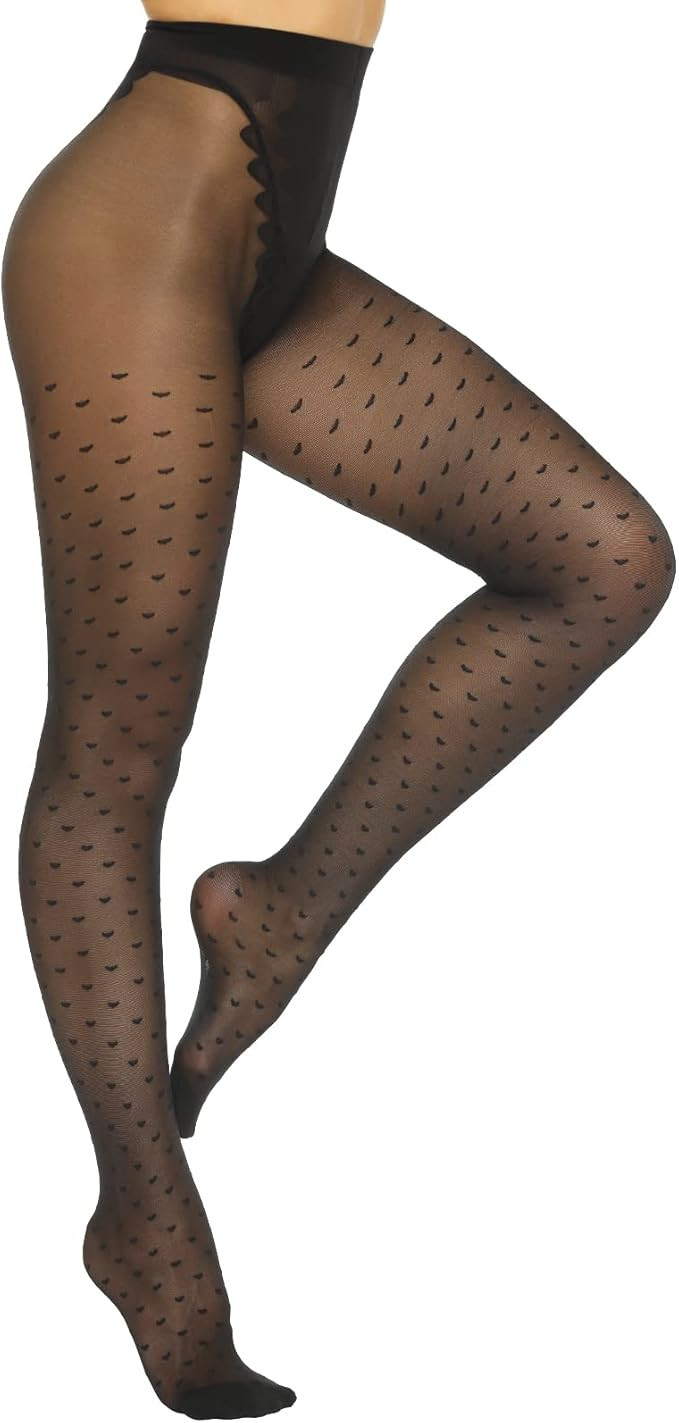 MANZI 20D Polka Dot Tights for Women Patterned Stockings for Women Sheer Ultra Thin High Waist Pa... | Amazon (US)