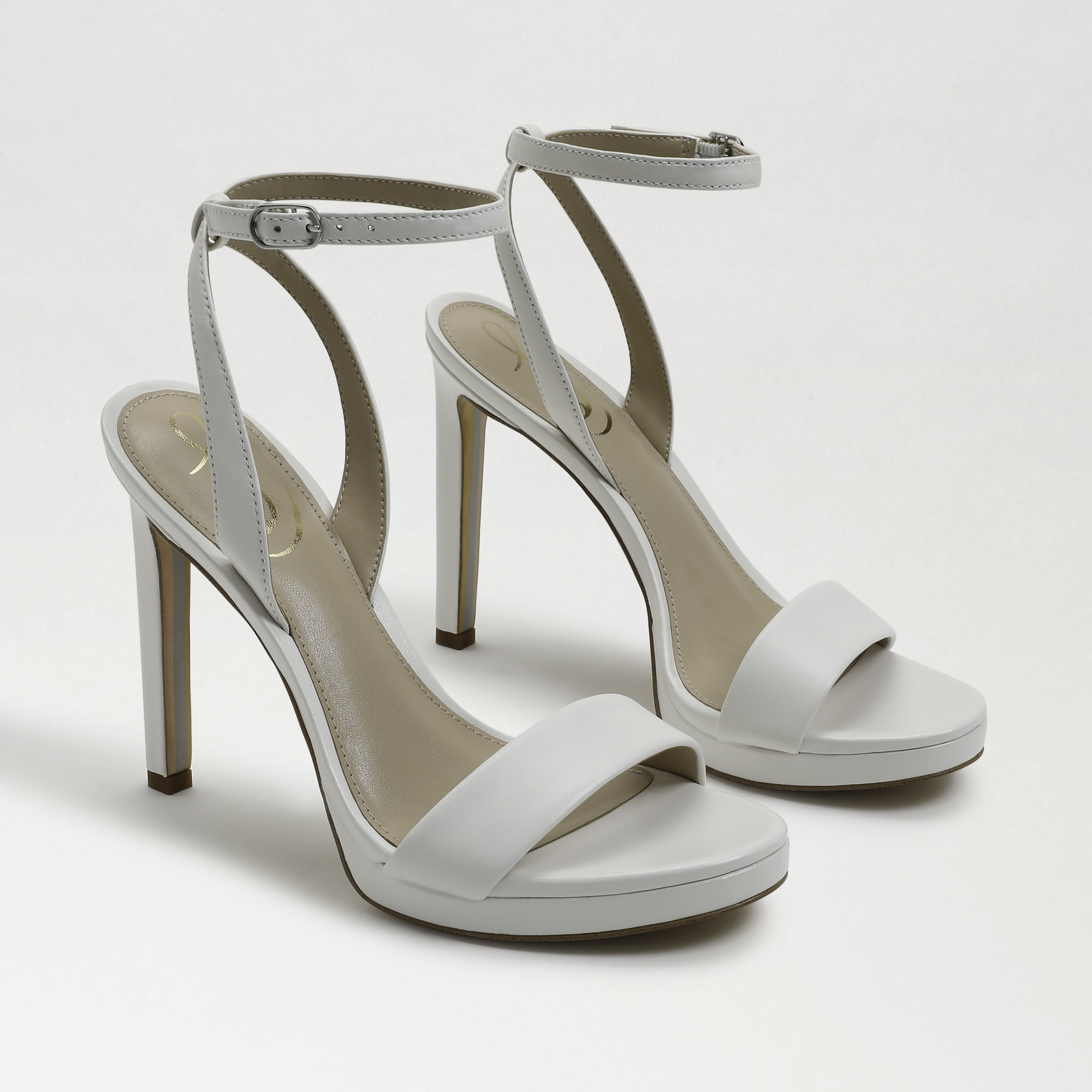 Sam Edelman Jade Ankle Strap Heel Bright White Leather | Sam Edelman