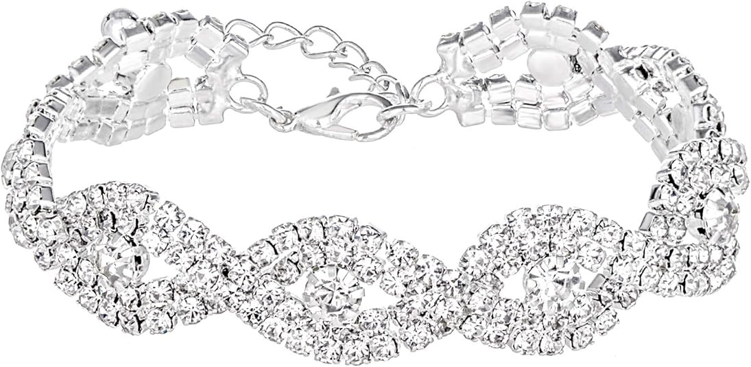 M MIRACULOUS GARDEN Gold/Silver Plated Rhinestone Crystal Teardrop Drop Dangle Earrings Link Brac... | Amazon (US)