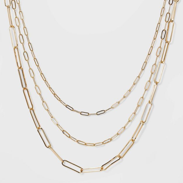 3 Row Paperclip Chain Necklace - A New Day™ | Target