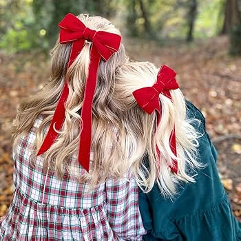 2PCS Velvet Hair Bows Red Hair Ribbon Clips Big Fall Alligator Clips Hair Accessories for Women G... | Amazon (US)