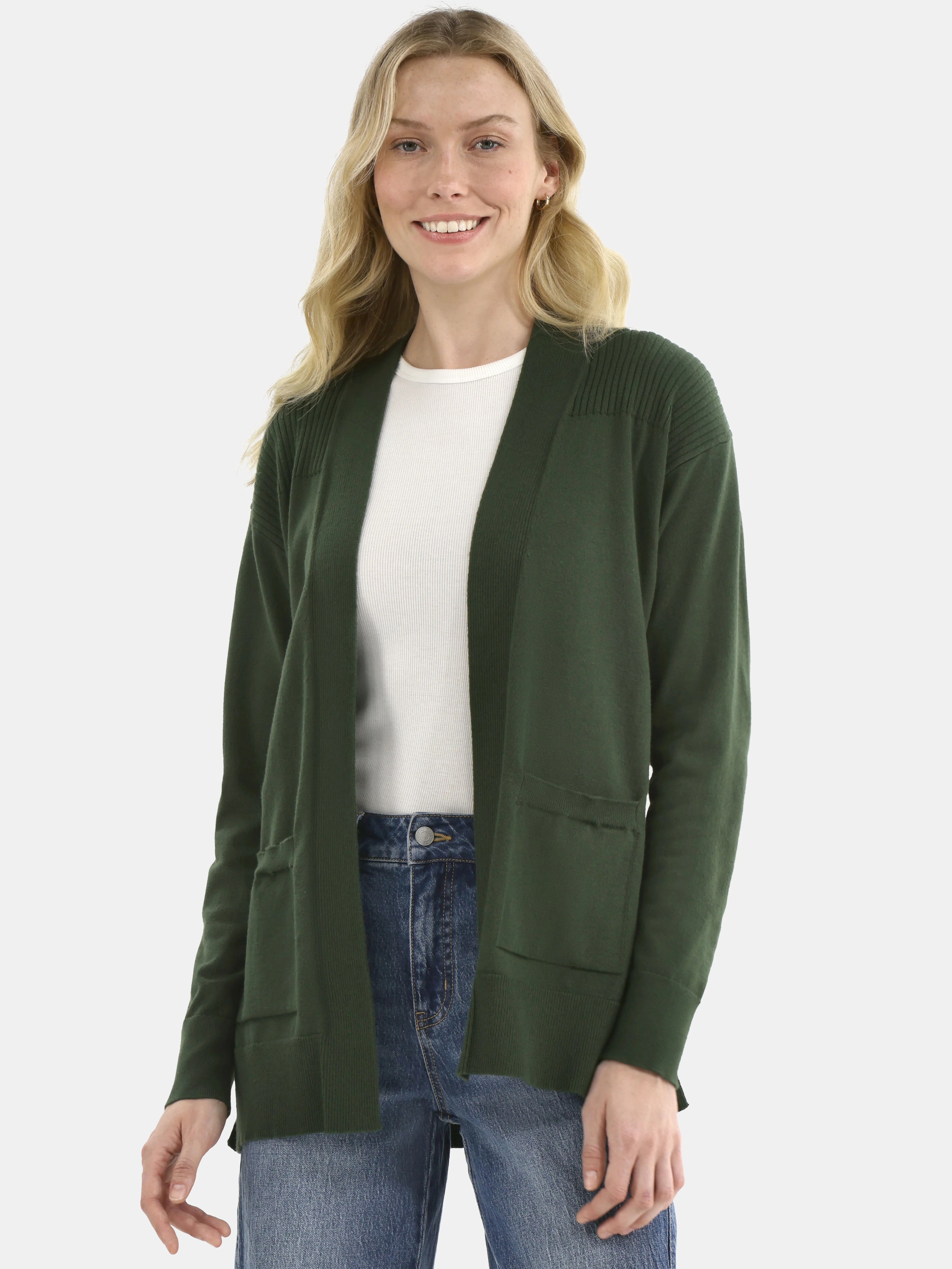 Time and Tru Women's and Women's Plus Open Front Cardigan Sweater, Sizes XS-4X | Walmart (US)