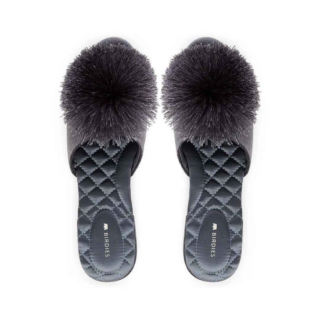 Birdies The Songbird - Blue Steel Slides, Size 7.5, Velvet | BIRDIES