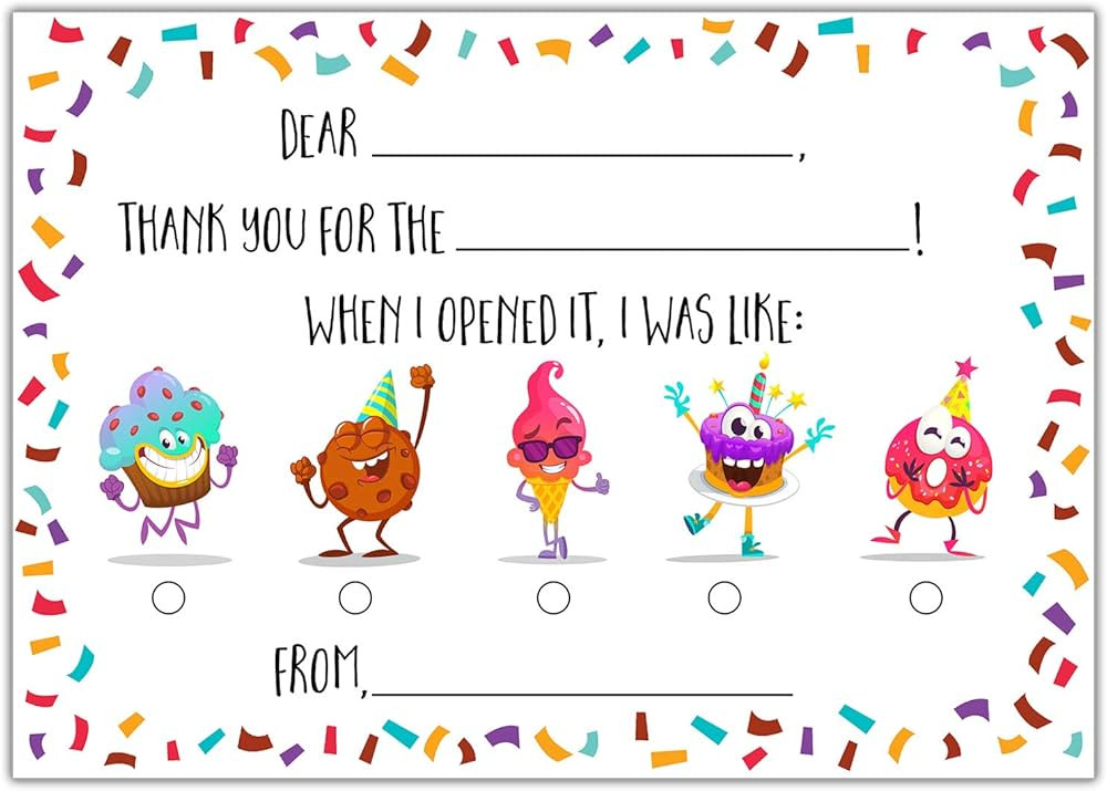 Honeyplum Kids Fill in the Blank Thank You Postcards - 25 Card Set - Fun Gender Neutral Thank You... | Amazon (US)