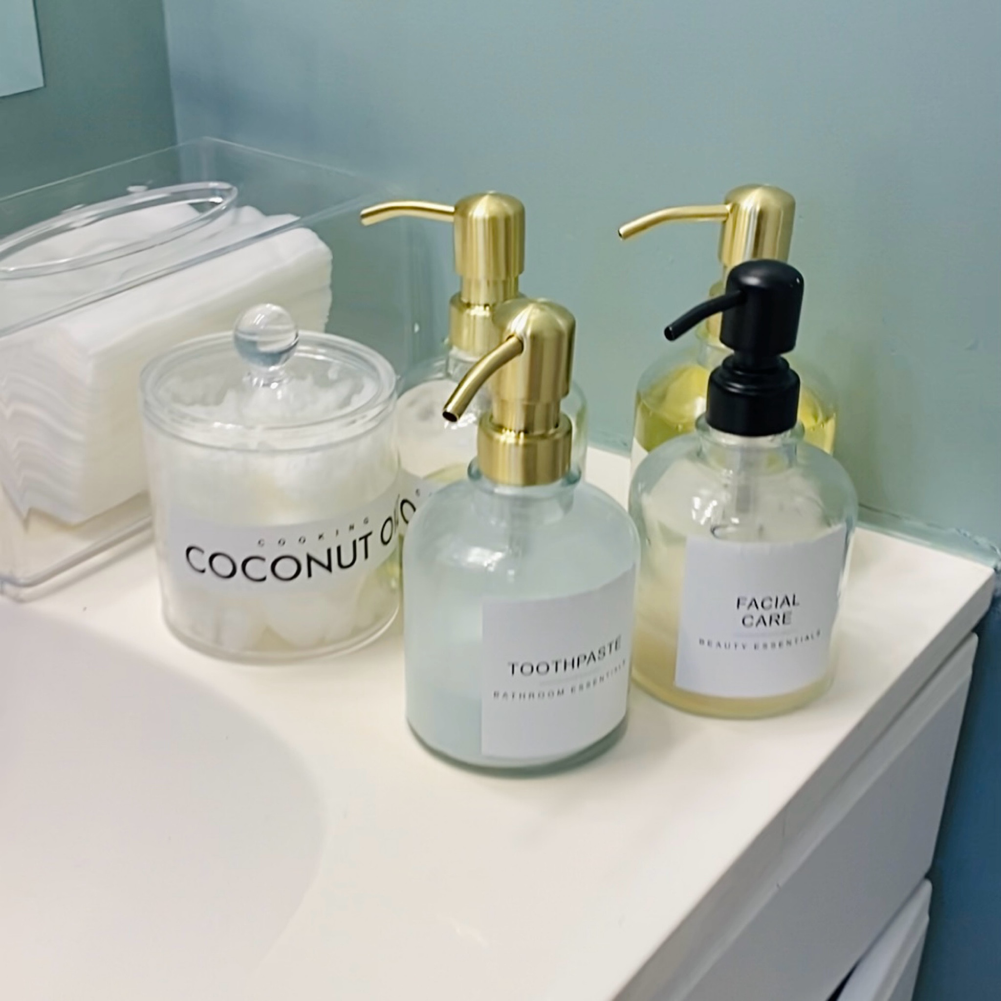 Ugly counters no more! I love putting my products into pretty containers 😍 
#bathroom #storage #organization #homedecor #springcleaning 

#LTKhome