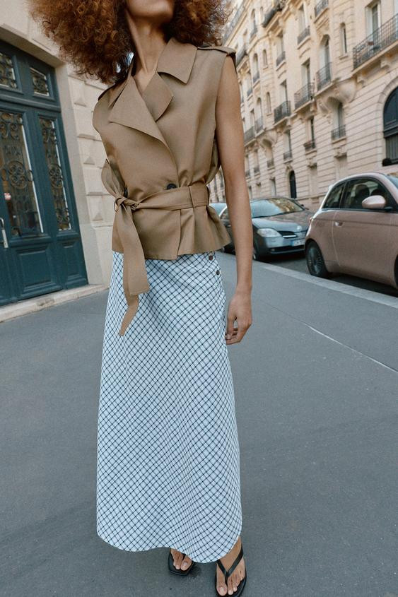 BELTED DOUBLE BREASTED SHOULDER PAD VEST | Zara US