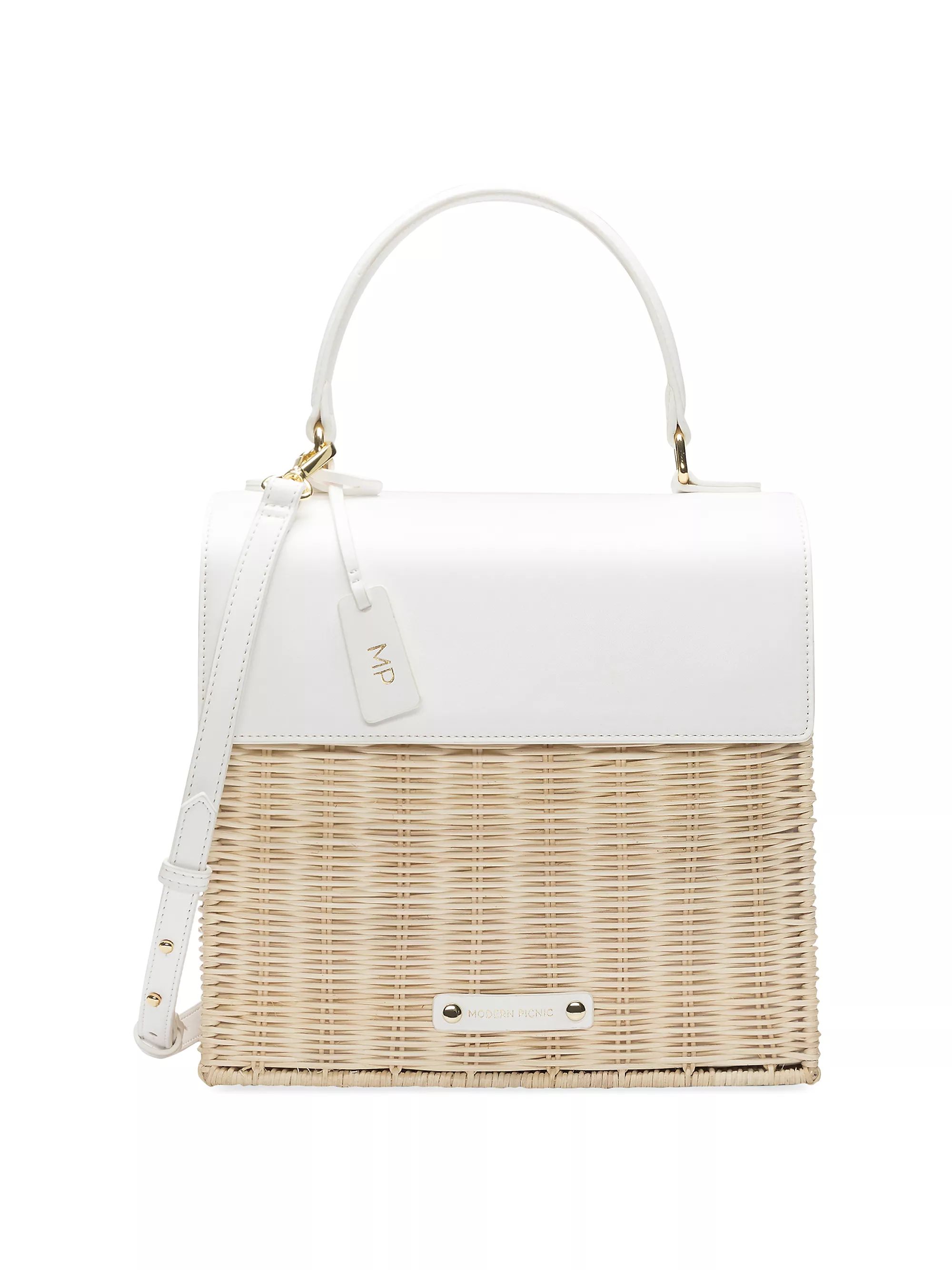 The Luncher Wicker & Vegan Leather Bag | Saks Fifth Avenue
