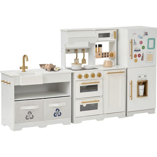 Little Chef Atlanta Large Modular Play Kitchen - White/Gold | Maisonette