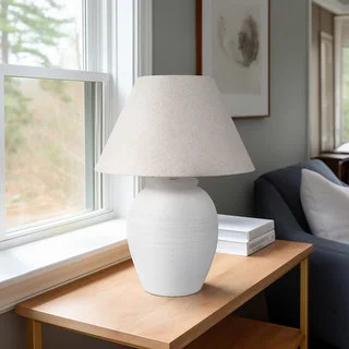 Sagebrook Home Artisan Jug Table Lamp with Tapered Shade Pottery Metal Fabric - Bed Bath & Beyond... | Bed Bath & Beyond