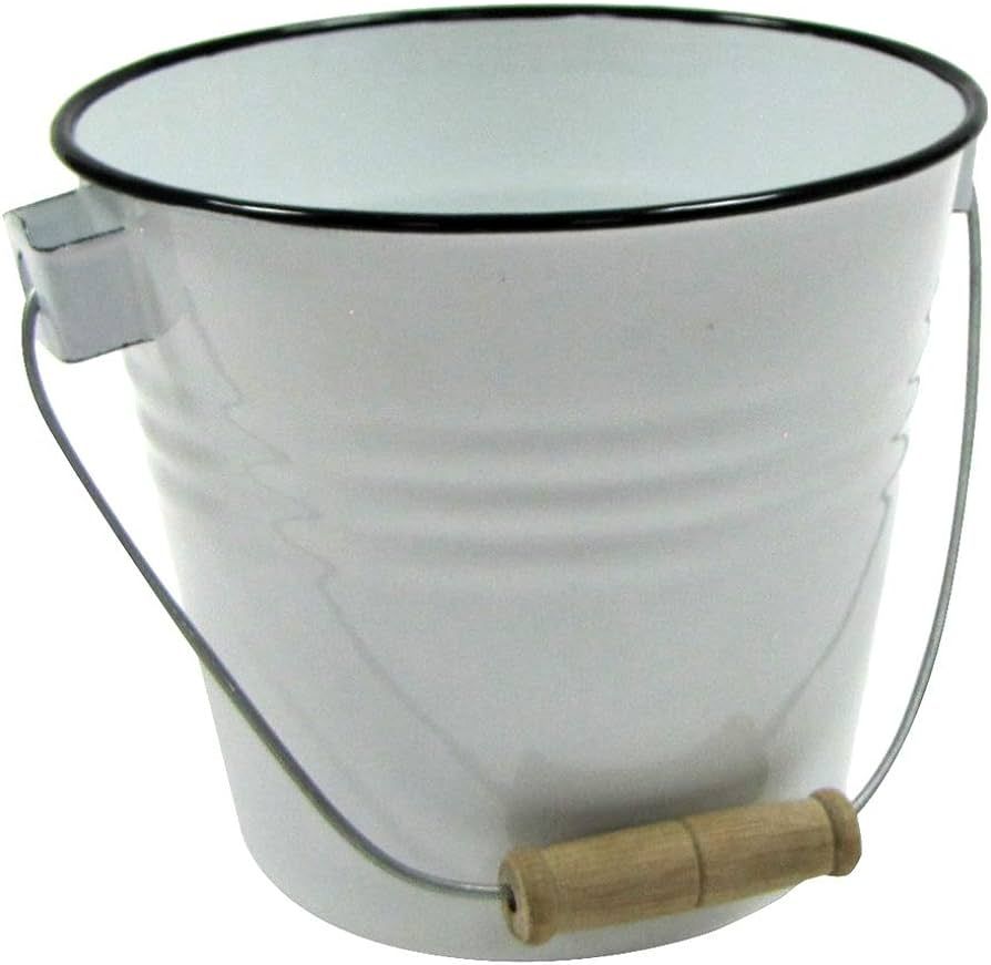 Treasure Gurus White Enamel Vintage Bucket Rustic Utensil Pail Country Kitchen Utility Accessory ... | Amazon (US)