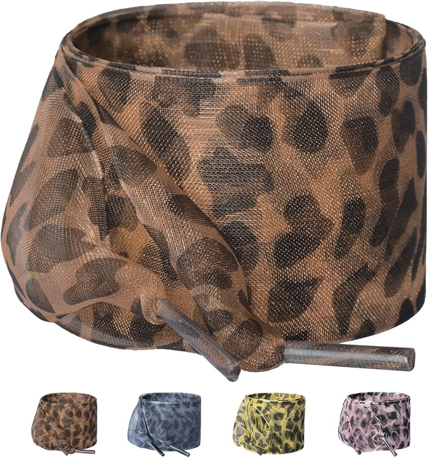 Olukssck Leopard Shoe Laces 4CM Wide Ribbon Print Cheetah Shoelaces | Amazon (US)