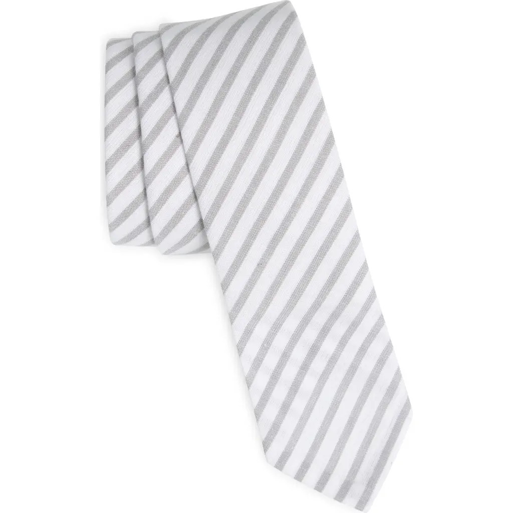 Thom Browne Classic Wide Uni Stripe Cotton Tie in Medium Grey at Nordstrom | Nordstrom