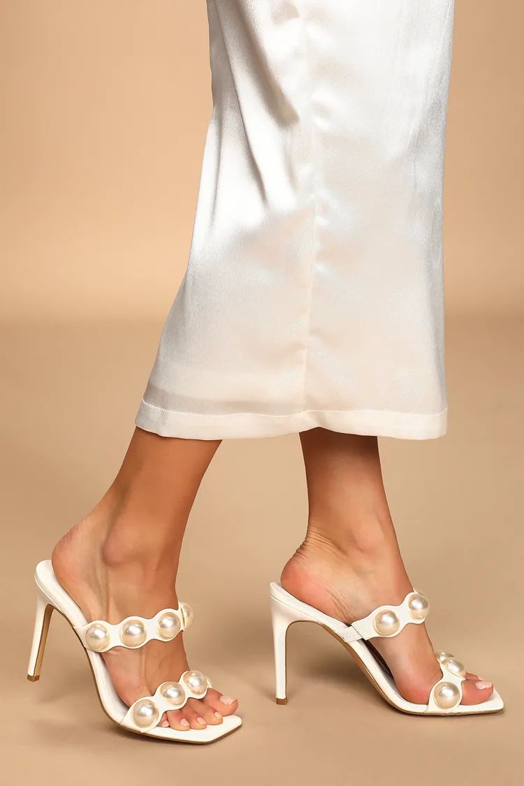Endlesslyy White Pearl Square Toe High Heel Sandals | Lulus (US)