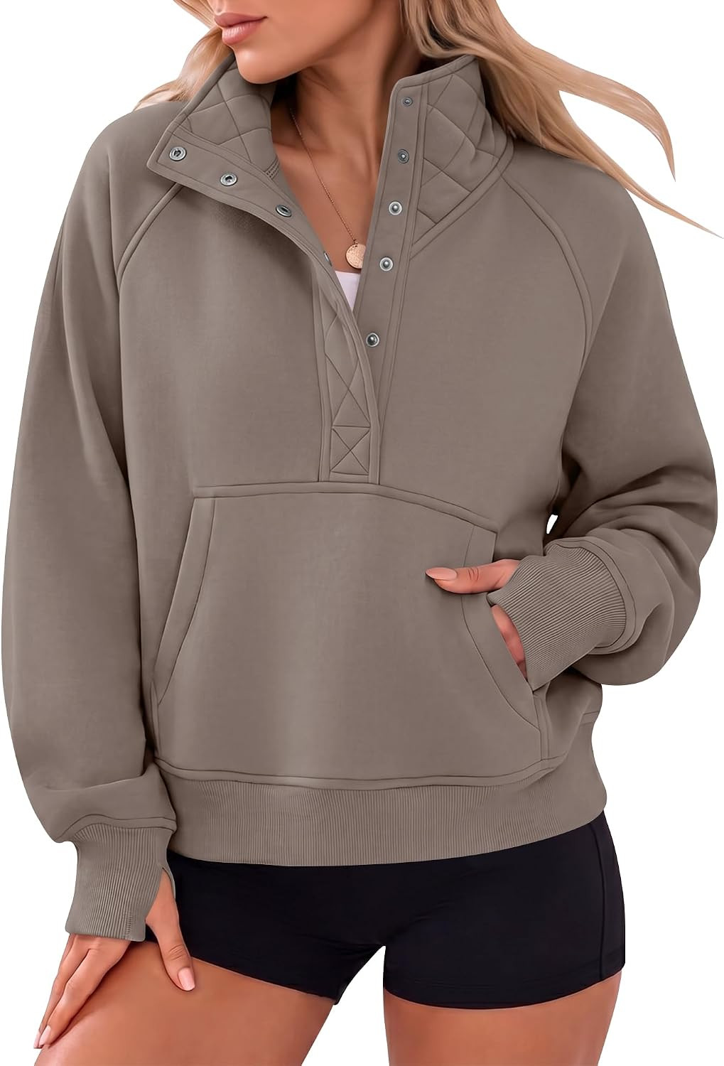 Gacaky Womens Sweatshirts Oversized Mock Neck Henley Pullover Fall Outfits | Amazon (US)