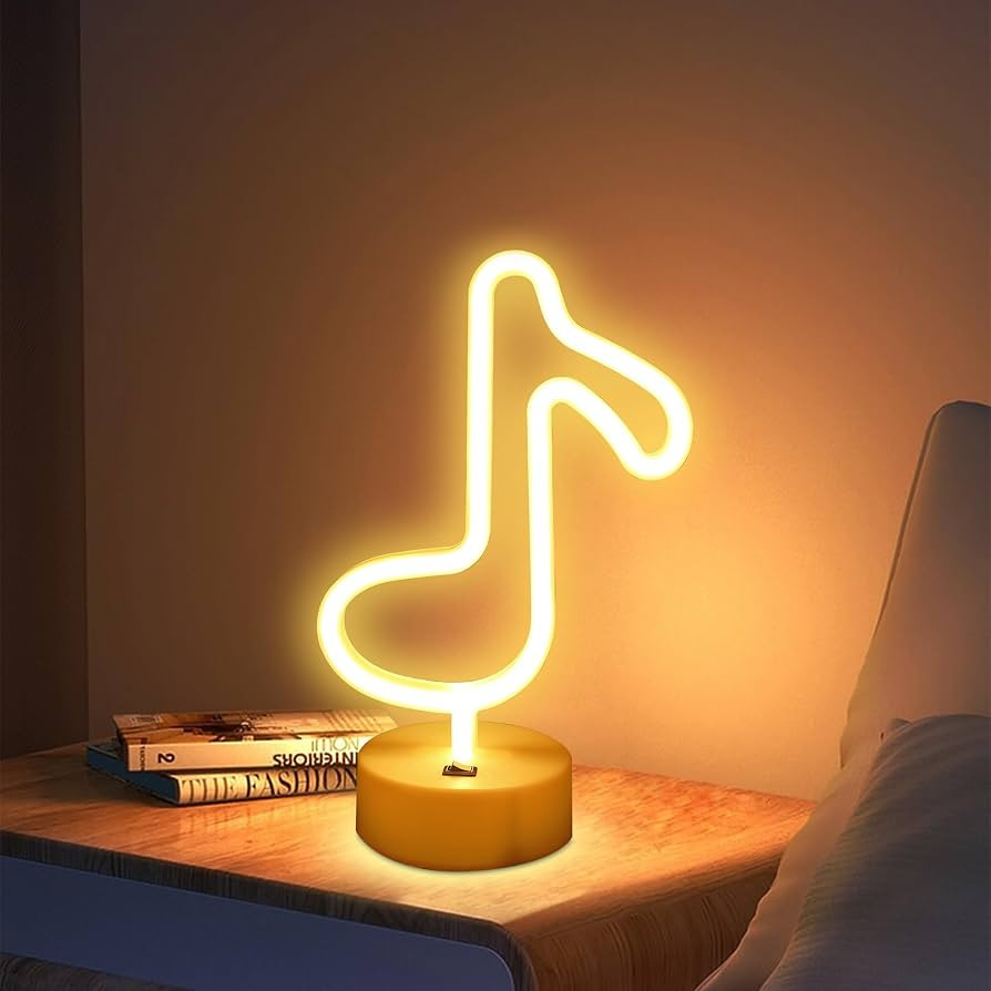 Led Music Notes Shaped Neon Lights Decor Light Led Night Light Wall Table Decor Battery Operated ... | Amazon (US)