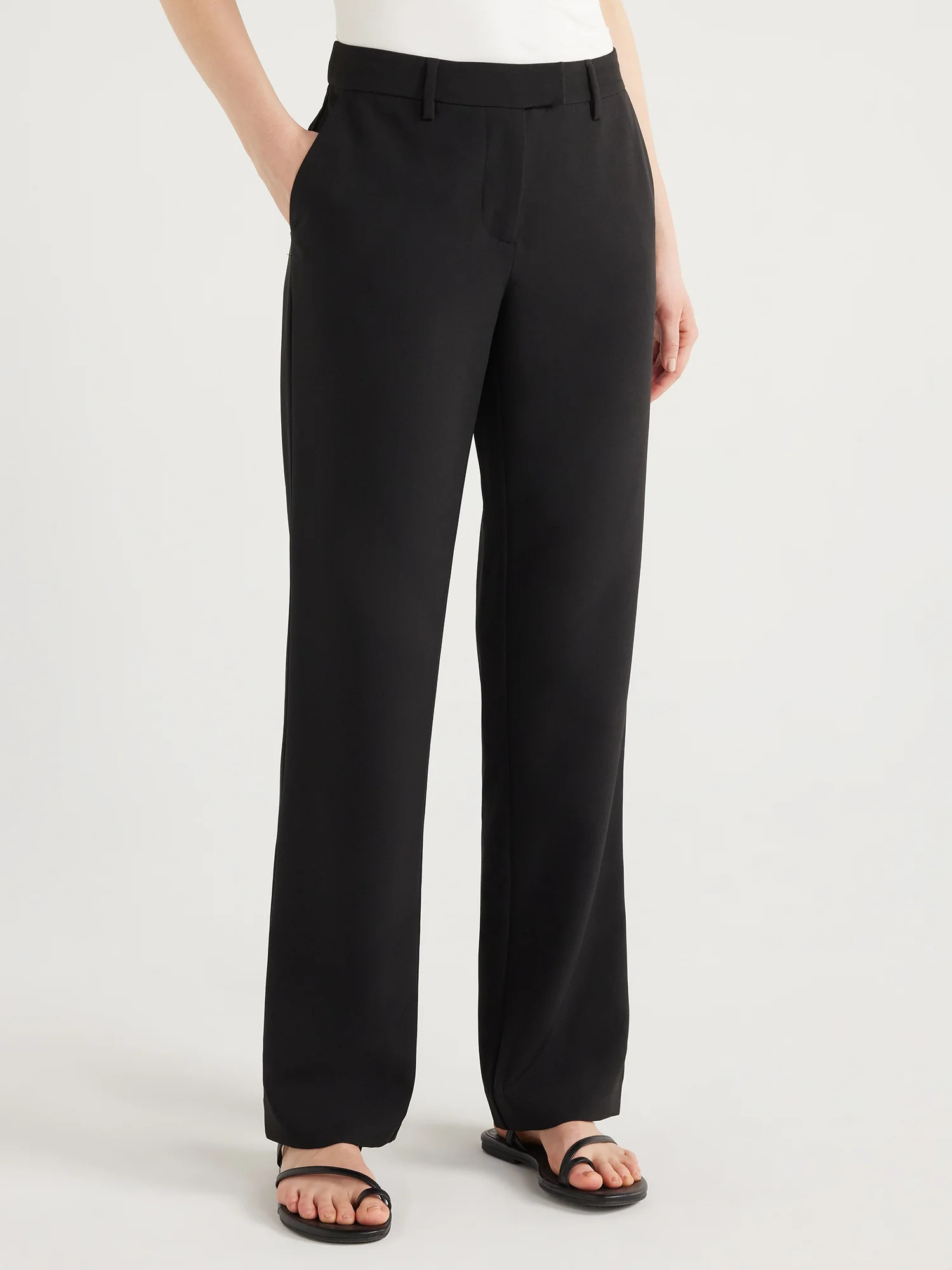 Scoop Women's Ultimate Stovepipe Crepe Suit Pants with Straight Leg, Sizes 0-18, 32’’ Inseam | Walmart (US)