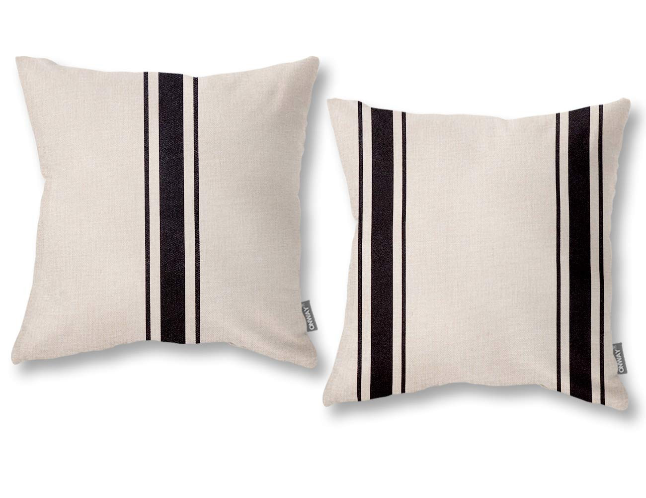 ONWAY Farmhouse Throw Pillow Covers 18x18 Rustic Indoor Outdoor Decorative Black and White Throw Pil | Amazon (US)