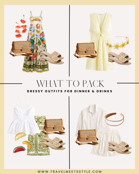 Sharing the ultimate summer travel capsule wardrobe on www.travelmeetsstyle.com. Plus, I’ve got you covered with 20+ summer outfits for every occasion, including dressy outfits for dinner and drinks. 



Alemais maxi dress, straw bag, flower earrings, yellow sundress, Abercrombie dress, white eyelet top, fruit claw clips, heeled sandals, dressy sandals, striped button down, linen trouser shorts, vacation outfit, summer outfit, travel outfit, date night outfit, weekend outfit 

#LTKtravel #LTKstyletip